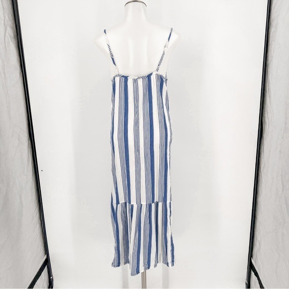J.Crew Factory Blue and White Striped maxi dress with pockets
